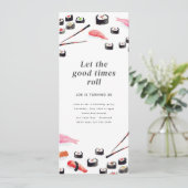 Einladung der Printable Sushi Birthday Party (Stehend Vorderseite)
