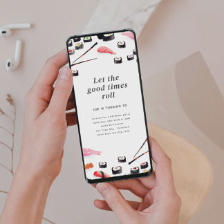 Einladung der Printable Sushi Birthday Party