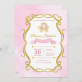 Einladung der Prinzessin Rosa und Gold Glitzer (Vorne/Hinten)