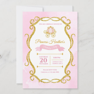 Einladung der Prinzessin Rosa und Gold Glitzer