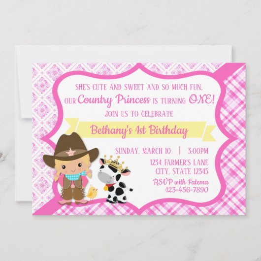 Einladung der Prinzessin zum ersten Geburtstag (Vorderseite)