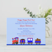 Einladung der Red and Blue Train Baby Dusche (Stehend Vorderseite)