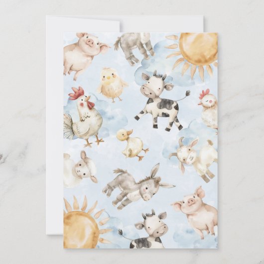 Einladung der Red Barn Farm Animal Baby Shower (Rückseite)