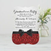 Einladung der Red Glitzer Look Bow Graduation Part (Stehend Vorderseite)
