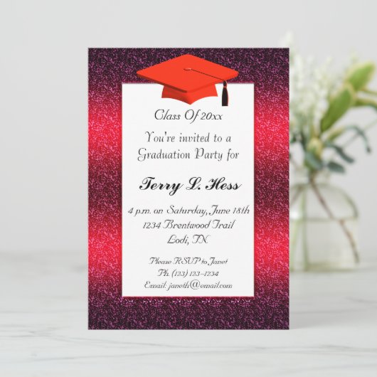 Einladung der Red Graduation Party (Stehend Vorderseite)