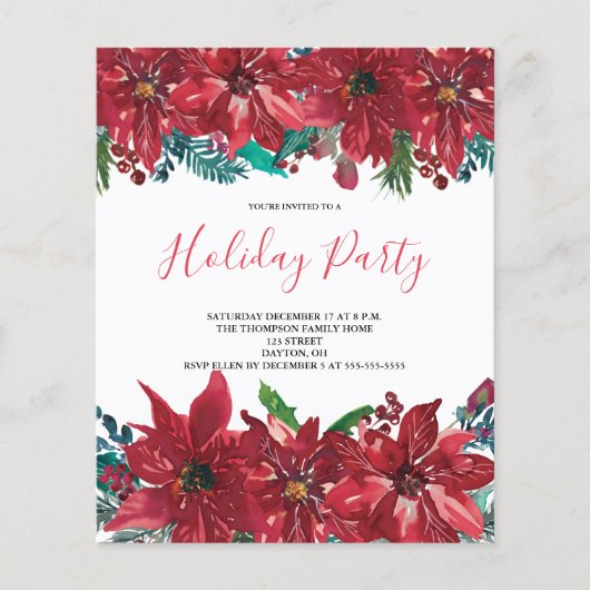 Einladung der Red Poinsettia Holiday Party (Vorderseite)