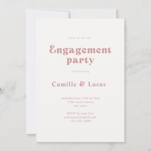 Einladung der Retro Dusty Rose (Vorderseite)