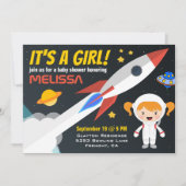 Einladung der Rocket Girl Outer Space Babydusche (Vorderseite)