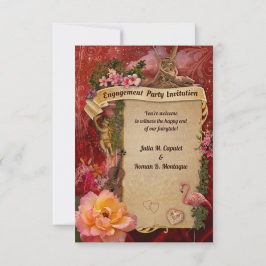 Einladung der romantischen Engagement-Partei (Vorderseite)