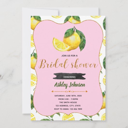 Einladung der rosa Dusche der Limonade (Vorderseite)