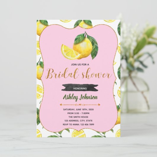 Einladung der rosa Dusche der Limonade (Stehend Vorderseite)