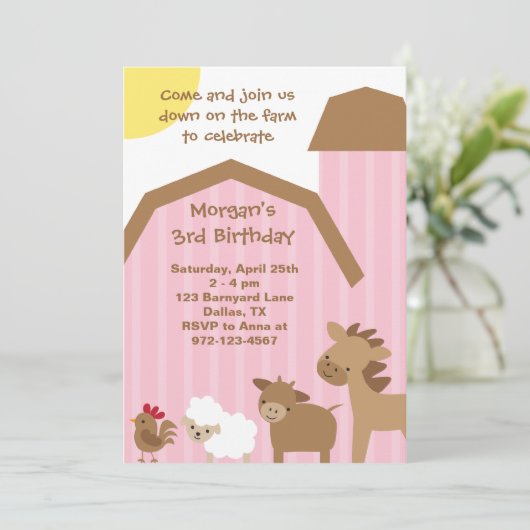 Einladung der rosa Farm (Stehend Vorderseite)