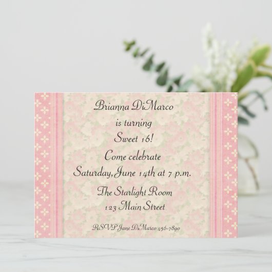 Einladung der rosa Flora (Stehend Vorderseite)