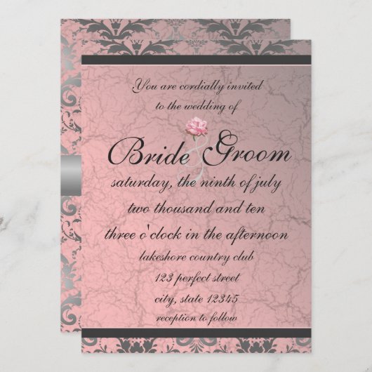 Einladung der rosa Grunge Demasketball (Vorne/Hinten)