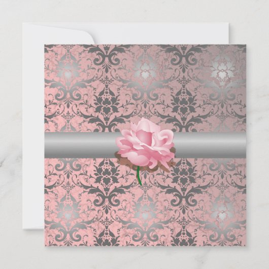 Einladung der rosa Grunge Demasketball (Rückseite)