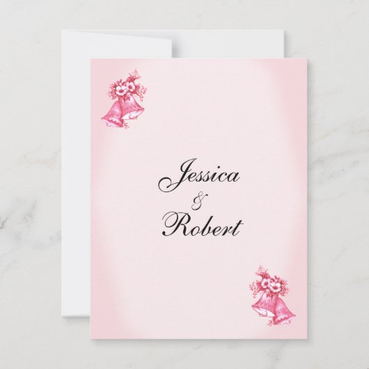 Einladung der rosa Hochzeitsglocken (Rückseite)
