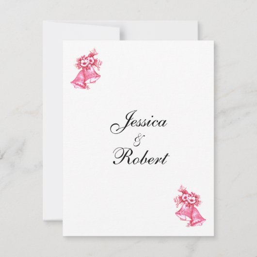 Einladung der rosa Hochzeitsglocken (Rückseite)