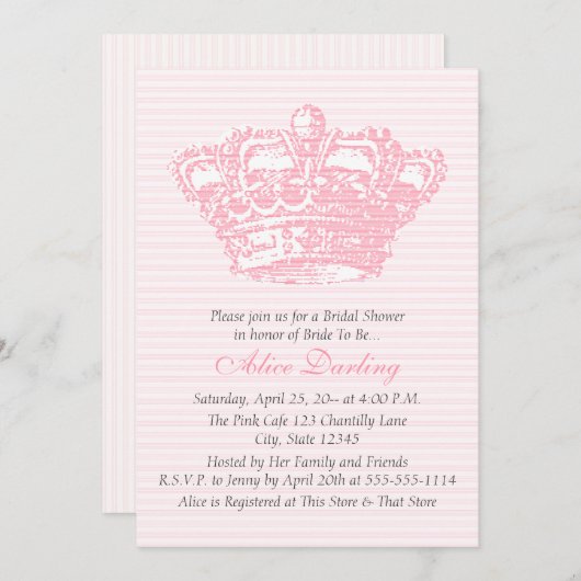 Einladung der rosa Krone (Vorne/Hinten)