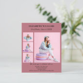 Einladung der Rose Gold Foto Graduation Party (Stehend Vorderseite)