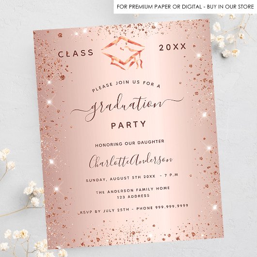 Einladung der Rose-Gold-Graduierungspartei Flyer