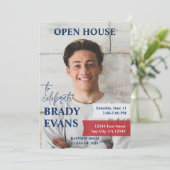 Einladung der Rot- und Navy-Foto-Graduierungsparte (Stehend Vorderseite)