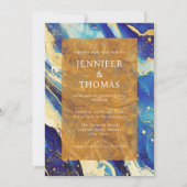 Einladung der Royal Navy Blue Gold Hochzeit mit Fo (Vorderseite)