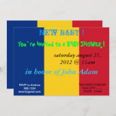 Einladung der rumänischen Flagge zur Babydusche (Vorne/Hinten)