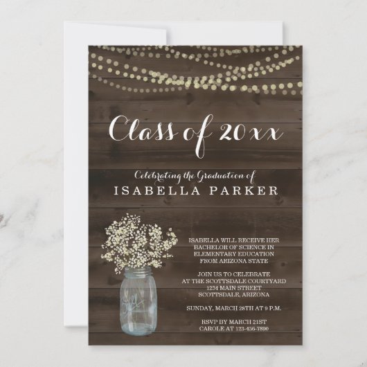 Einladung der rustikalen Graduationspartei (Vorderseite)