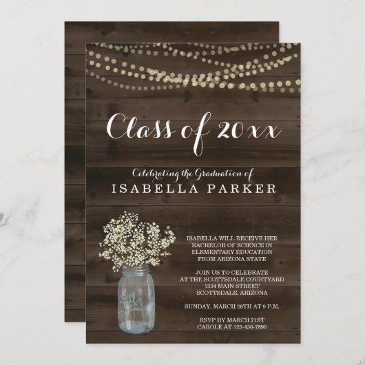 Einladung der rustikalen Graduationspartei (Vorne/Hinten)