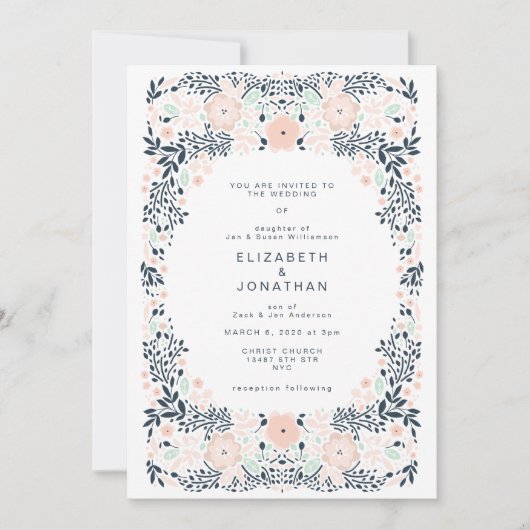 Einladung der sanften Navy zur Hochzeit (Vorderseite)