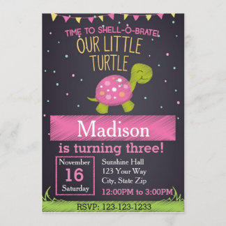 Einladung der Schildkröte zum Geburtstag (pink)