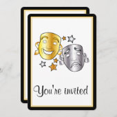 Einladung der Schule mit Drama-Masken (Vorne/Hinten)