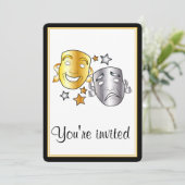 Einladung der Schule mit Drama-Masken (Stehend Vorderseite)