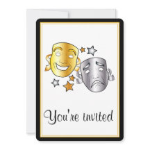 Einladung der Schule mit Drama-Masken