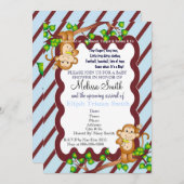 Einladung der Schwingen-Affen-Babydusche - Blauer (Vorne/Hinten)