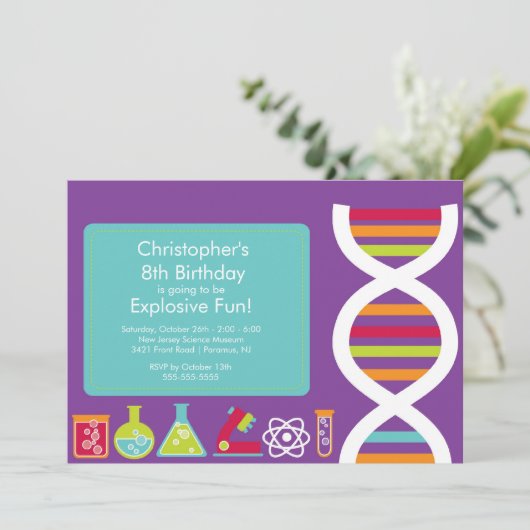 Einladung der Science Birthday Party (Stehend Vorderseite)