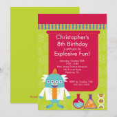 Einladung der "Science Birthday Party" (Vorne/Hinten)