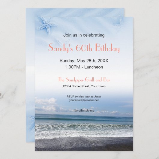 Einladung der Serene Blue Ocean Scene (Vorne/Hinten)