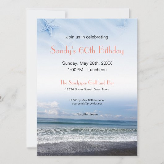 Einladung der Serene Blue Ocean Scene (Vorderseite)