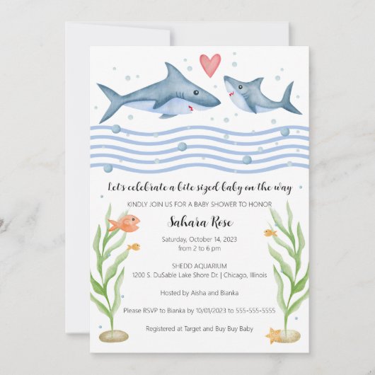 Einladung der Shark Baby Shower unter dem Meer (Vorderseite)