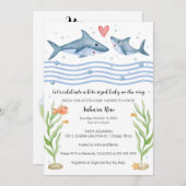 Einladung der Shark Baby Shower unter dem Meer (Vorne/Hinten)