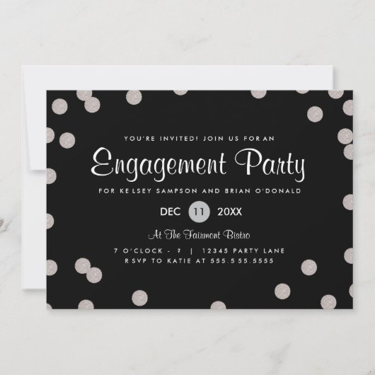 Einladung der Silver Dotted Engagement Party (Vorderseite)