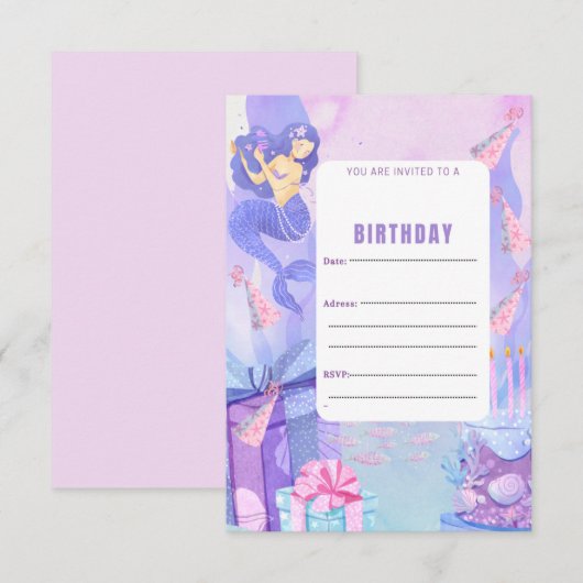 EINLADUNG DER SIRENA BIRTHDAY (Vorne/Hinten)