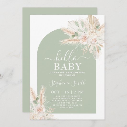 Einladung der Solarium Green Tropical Baby Dusche (Vorne/Hinten)