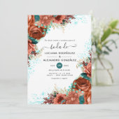 Einladung der spanischen Koralle und der Aquamarin (Stehend Vorderseite)