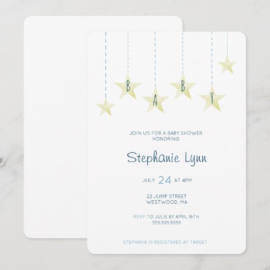 Einladung der Star Baby Dusche (Vorne/Hinten)
