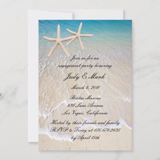 Einladung der Starfish Beach Wedding Party (Vorderseite)
