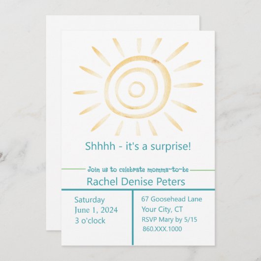 Einladung der SUN-Kinderdusche (Vorne/Hinten)