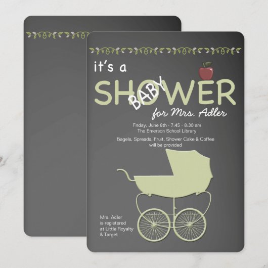 Einladung der Teacher-Kinderdusche (Vorne/Hinten)