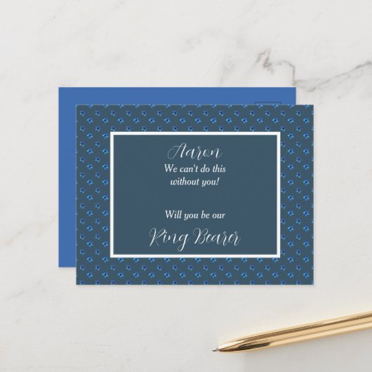 Einladung der Trägerring in blau-weiß (Vorderseite/Rückseite Beispiel)